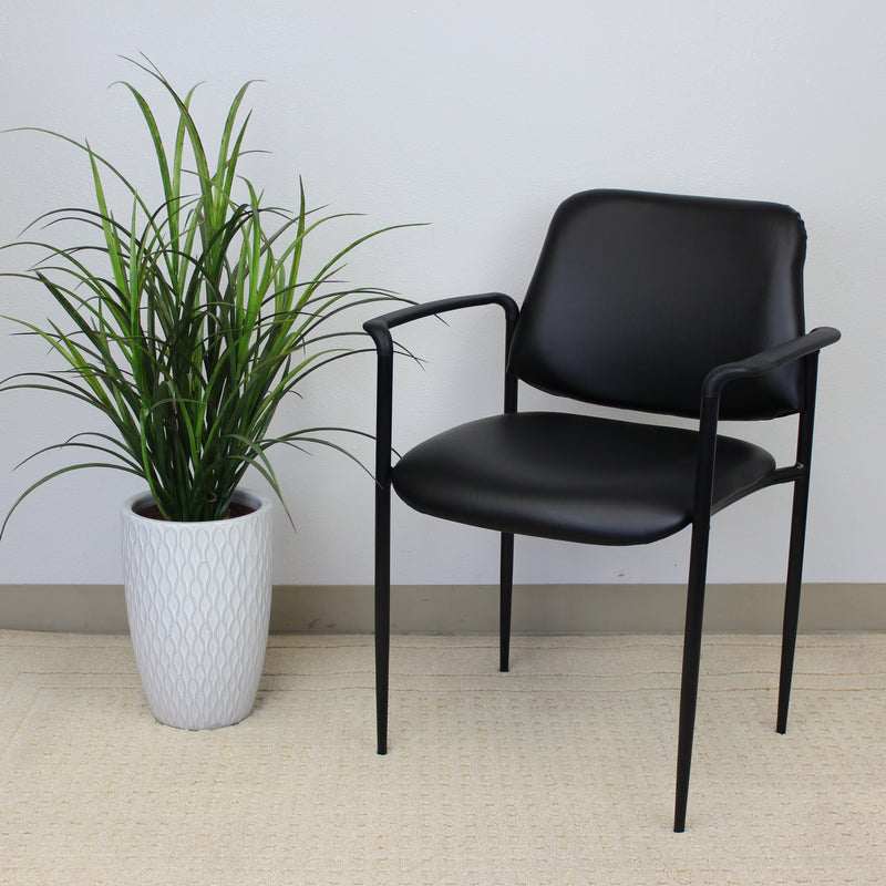Boss Square Back Diamond Stacking Chair w/Arm In Black Caressoft (B9503-CS) Each