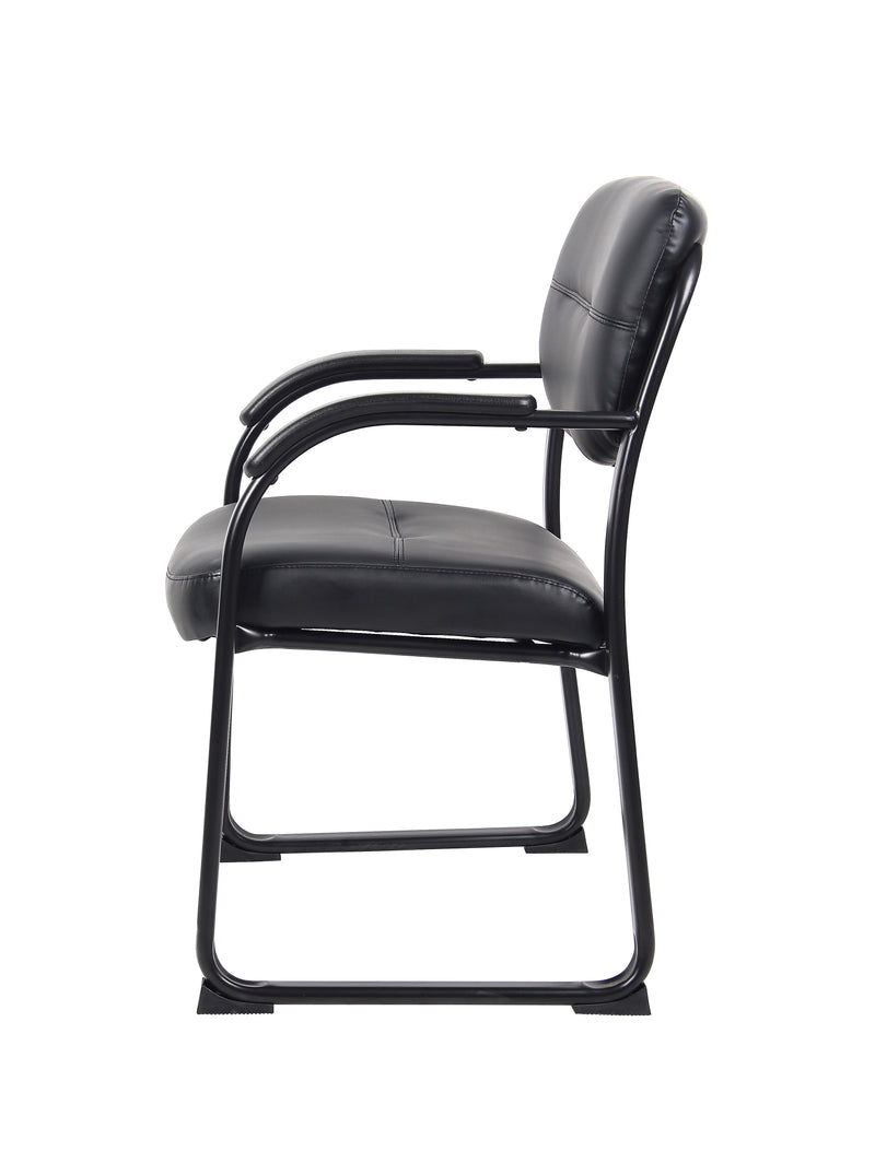 Boss Leather Sled Base Side Chair w/Arms (B9519) Each