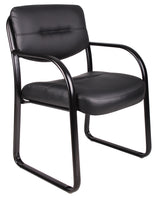 Boss Leather Sled Base Side Chair w/Arms (B9529) Each