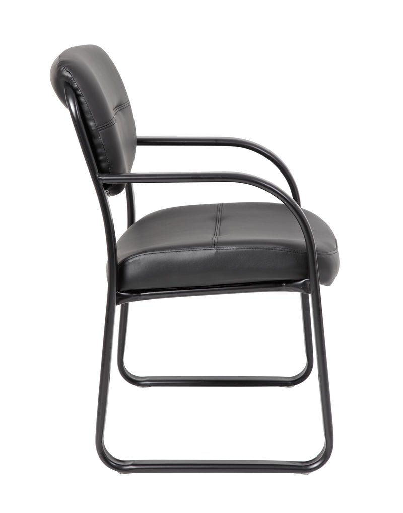 Boss Leather Sled Base Side Chair w/Arms (B9529) Each
