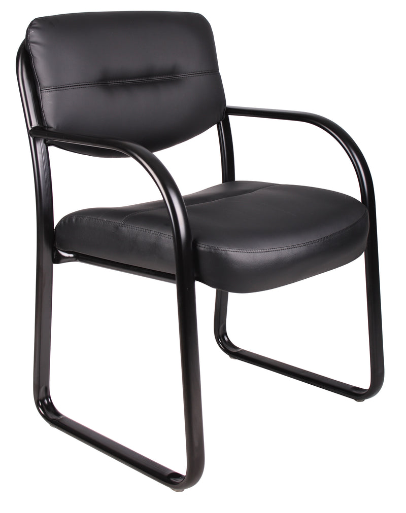 Boss Leather Sled Base Side Chair w/Arms (B9529) Each