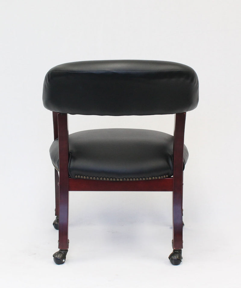 Boss Captain's Guest, Accent or Dining Chair in Black Vinyl w/Casters (B9545-BK) Each