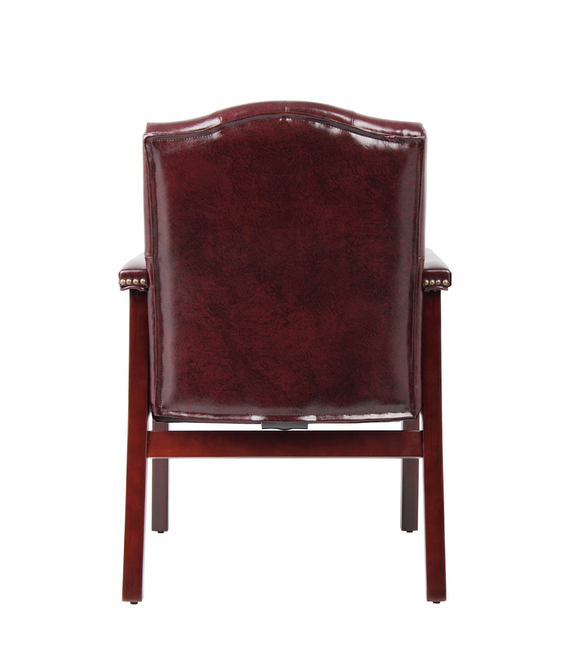 Boss Traditional Oxblood Vinyl Guest, Accent or Dining Chair w/Mahogany Finish (B959-BY) Each