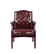 Boss Traditional Oxblood Vinyl Guest, Accent or Dining Chair w/Mahogany Finish (B959-BY) Each