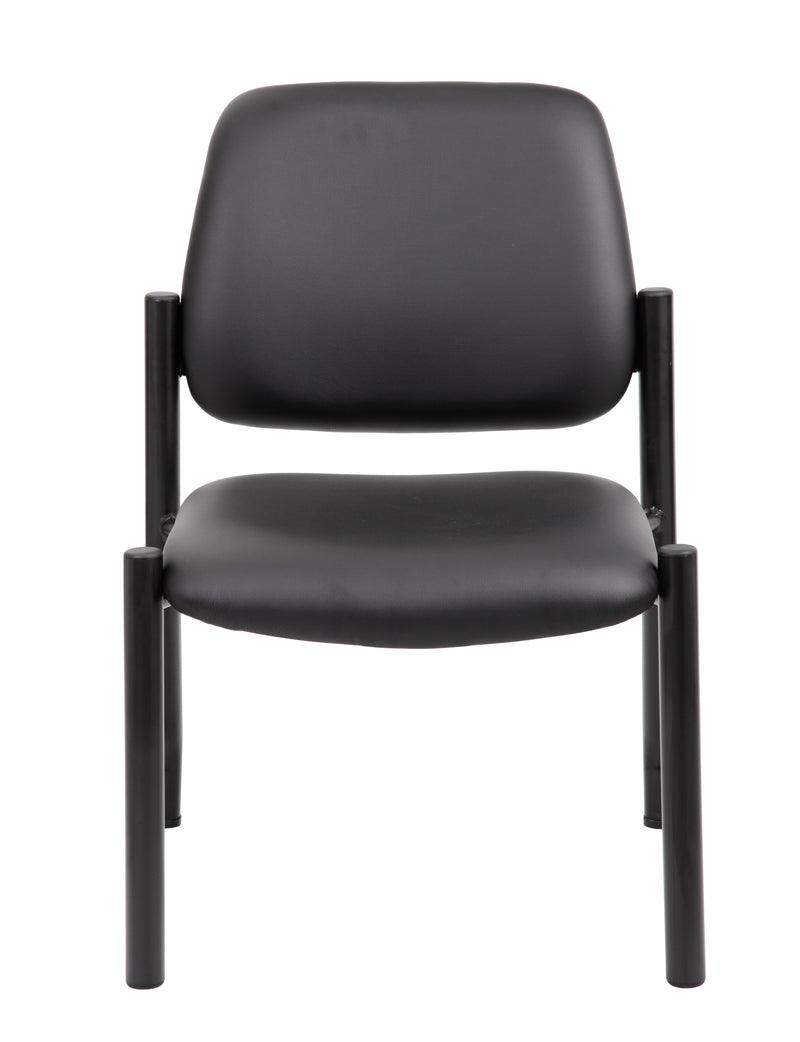 Boss Mid Back Armless Guest Chair, 300 lb capacity, Antimicrobial Vinyl, Black (B9595AM-BK) Each