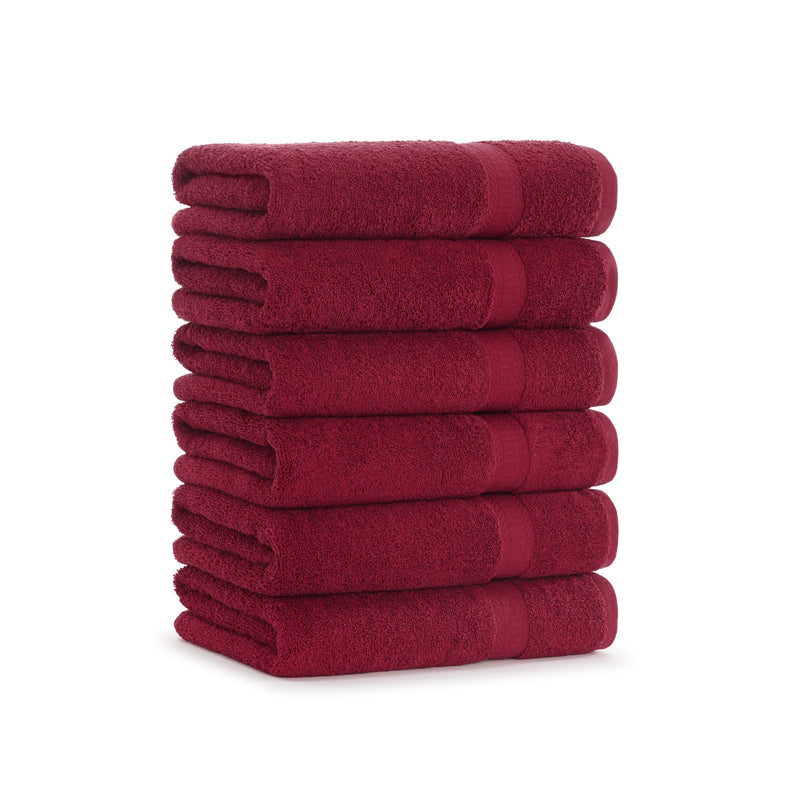 Arkwright Home True Color Bath Towel 25x52 Burgundy (6/Pack) (P-BATH-BD-6) 6/PK