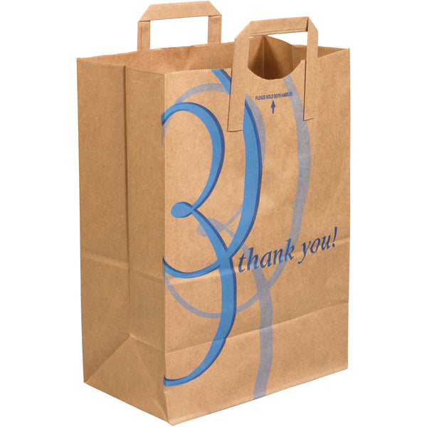 12 x 7 x 17" - "Thank You" Flat Handle Grocery Bags (BGFH102UP) Case Of 300
