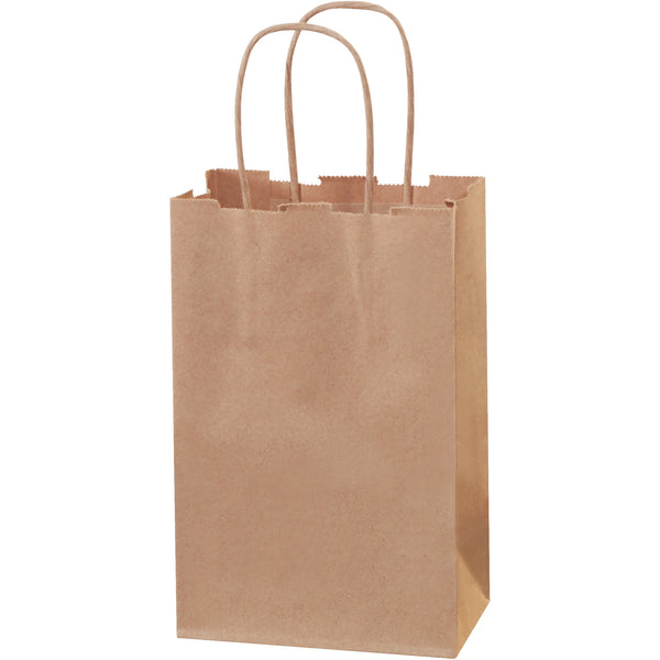 5 1/2 x 3 1/4 x 8 3/8" Kraft Paper Shopping Bags (BGS101K) Case Of 250