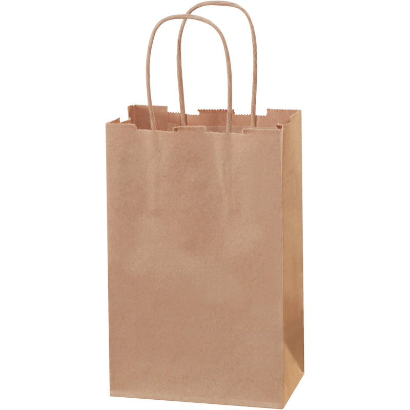 5 1/2 x 3 1/4 x 8 3/8" Kraft Paper Shopping Bags (BGS101K) Case Of 250