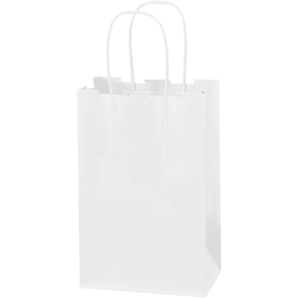 5 1/2 x 3 1/4 x 8 3/8" White Paper Shopping Bags (BGS101W) Case Of 250