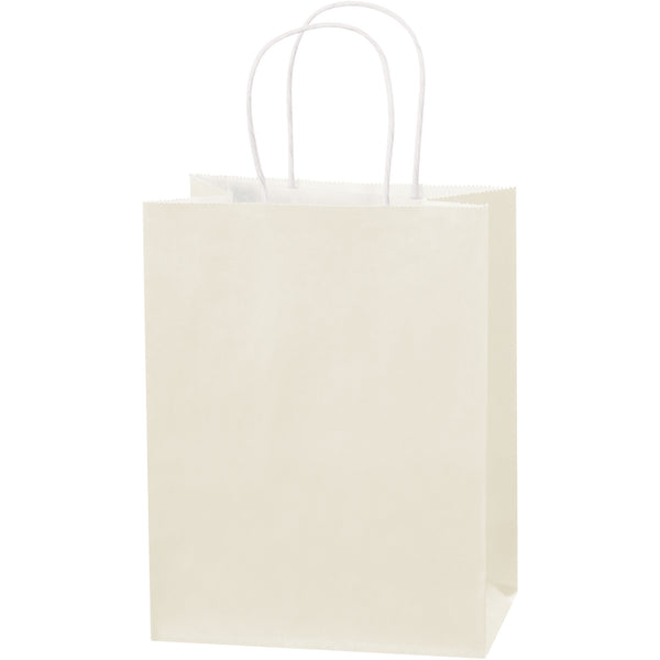 8 x 4 1/2 x 10 1/4" French Vanilla Tinted Shopping Bags (BGS103FV) Case Of 250