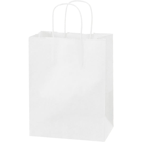 8 x 4 1/2 x 10 1/4" White Paper Shopping Bags (BGS103W) Case Of 250