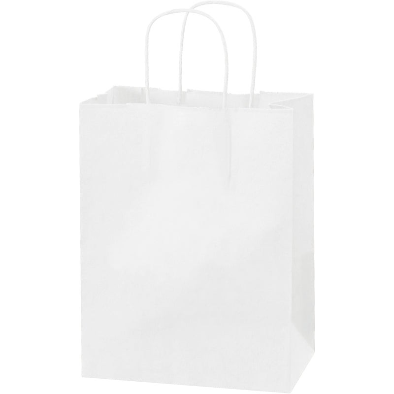8 x 4 1/2 x 10 1/4" White Paper Shopping Bags (BGS103W) Case Of 250