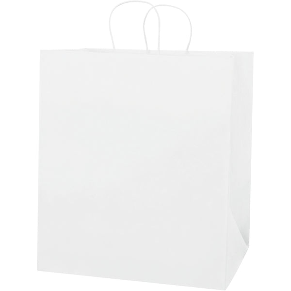 14 1/2 x 9 x 16 1/4" White Paper Shopping Bags (BGS107W) Case Of 200