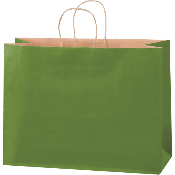 16 x 6 x 12" Green Tea Tinted Shopping Bags (BGS108GT) Case Of 250