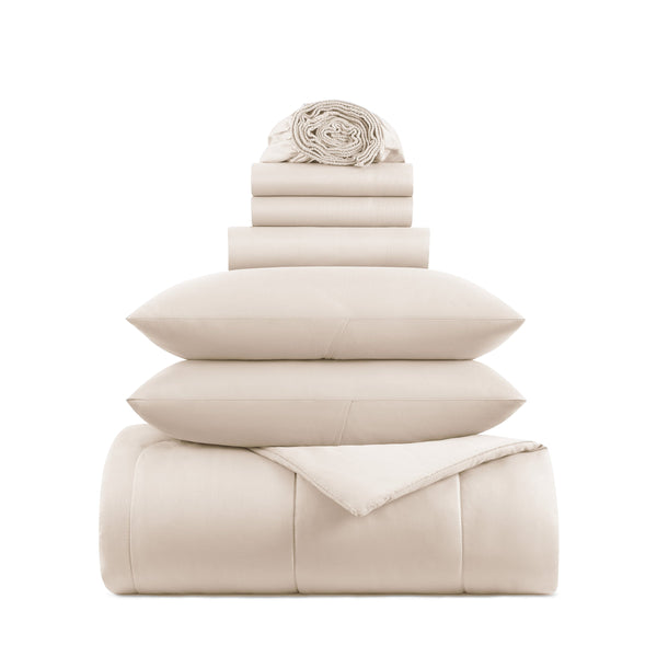 Arkwright Home Family Essentials Bed in Bag 7PC - King - Beige (P-BIAB-KG-BG) 1/EA