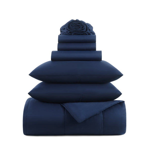 Arkwright Home Family Essentials Bed in Bag 7PC - King - Navy (P-BIAB-KG-NV) 1/EA