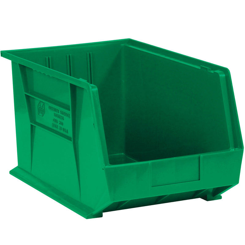 10 3/4 x 8 1/4 x 7" Green Plastic Stack & Hang Bin Boxes (BINP1087G) Case Of 6