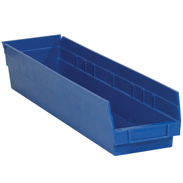 23 5/8 x 4 1/8 x 4" Blue Plastic Shelf Bin Boxes (BINPS121B) Case Of 16