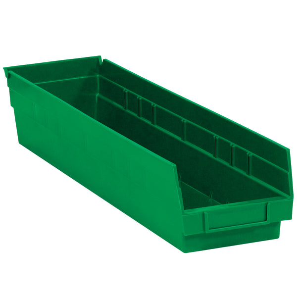 23 5/8 x 4 1/8 x 4" Green Plastic Shelf Bin Boxes (BINPS121G) Case Of 16