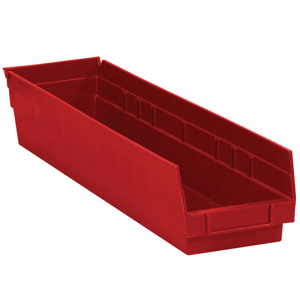 23 5/8 x 4 1/8 x 4" Red Plastic Shelf Bin Boxes (BINPS121R) Case Of 16