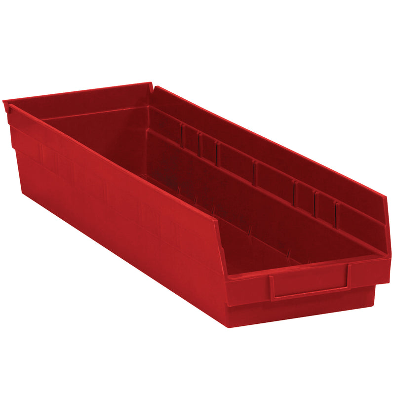 23 5/8 x 6 5/8 x 4" Red Plastic Shelf Bin Boxes (BINPS122R) Case Of 8