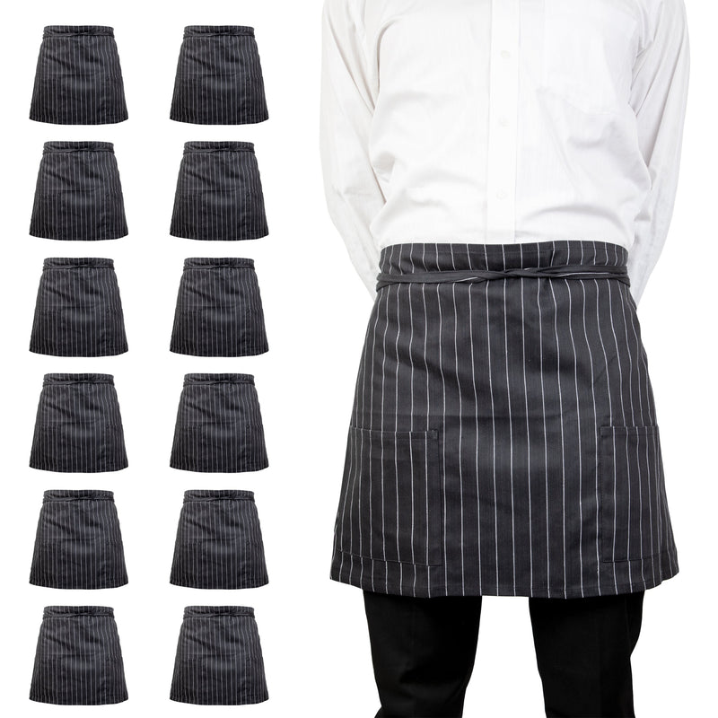 Arkwright Home Mariposa Half-Bistro Apron 18x30 Pin Stripe (12/Pack) (PNP-BISTROHLF-PNS) 12/PK