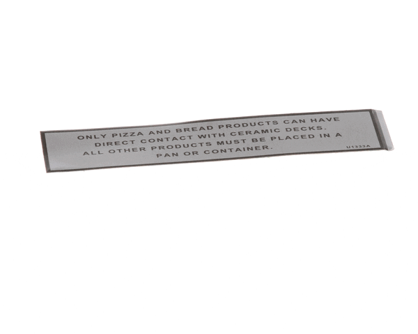 Bakers Pride U1333A Label; Warning [Pizza Oven/Cor (BKPU1333A) Each