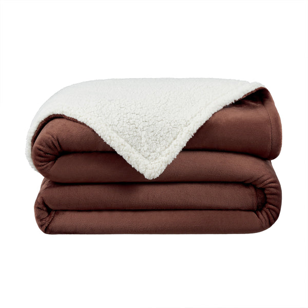 Host & Home Plush to Sherpa Blankets (Full/Queen) Chocolate (P-BKTPF-9090-BR) 1/EA
