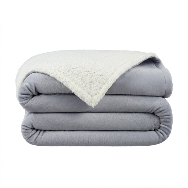 Host & Home Plush to Sherpa Blankets (Full/Queen) Grey (P-BKTPF-9090-GY) 1/EA