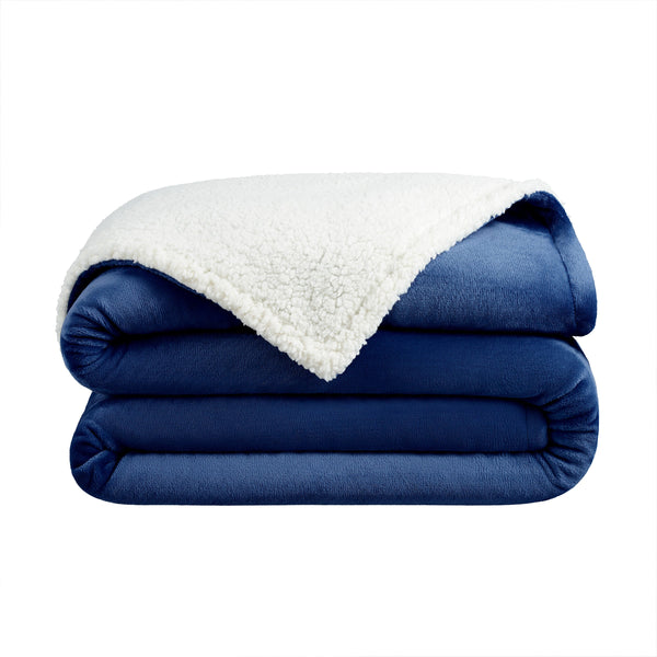 Host & Home Plush to Sherpa Blankets (Throw) 50x60 Navy (P-TH-PF-5060-NV) 1/EA
