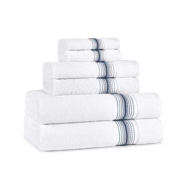 Aston & Arden Turkish 6 Piece Bathroom Towel Set - Striped - Crystal Blue (PNP-BST-STT-CYT) 1/SET