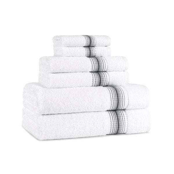 Aston & Arden Turkish 6 Piece Bathroom Towel Set - Striped - Dark Grey (PNP-BST-STT-PTR) 1/SET