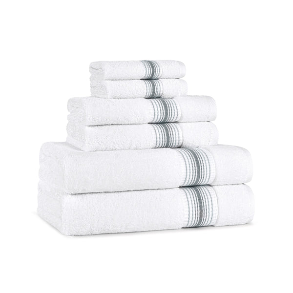 Aston & Arden Turkish 6 Piece Bathroom Towel Set - Striped - Slate Grey (PNP-BST-STT-SLT) 1/SET