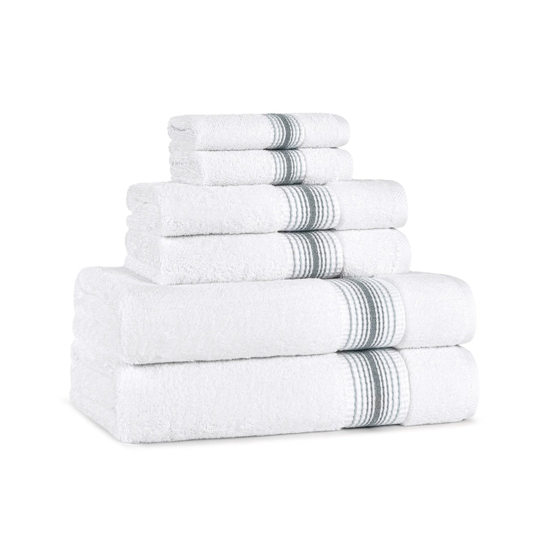 Aston & Arden Turkish 6 Piece Bathroom Towel Set - Striped - Slate Grey (PNP-BST-STT-SLT) 1/SET