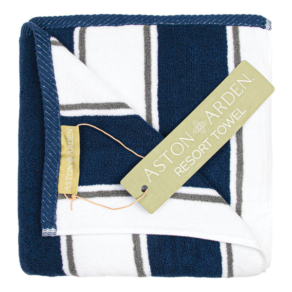Aston & Arden Pinstriped Beach Towel 35x70 Navy/Grey (P-BT-PNS-25BGY) 1/EA