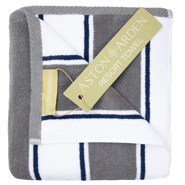 Aston & Arden Pinstriped Beach Towel 35x70 Grey/Navy (PNP-BT-PINSTR-25GN) 1/EA