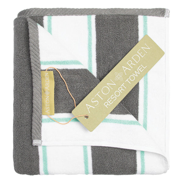 Aston & Arden Pinstriped Beach Towel 35x70 Grey/Green (P-BT-PNS-25GYY) 1/EA