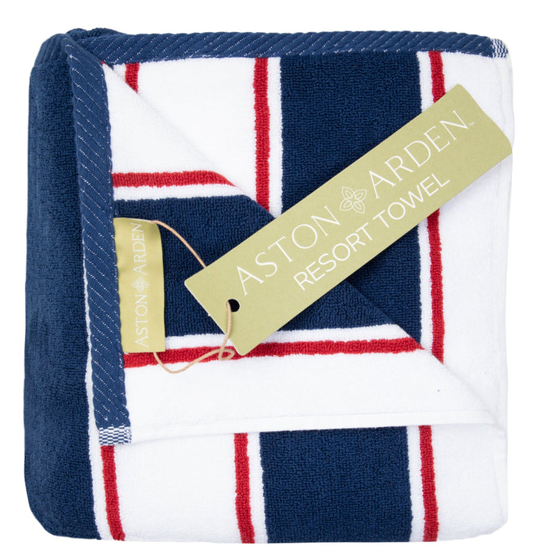 Aston & Arden Pinstriped Beach Towel 35x70 Navy/Red (PNP-BT-PINSTR-25NR) 1/EA