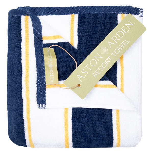 Aston & Arden Pinstriped Beach Towel 35x70 Navy/Yellow (PNP-BT-PINSTR-25NY) 1/EA