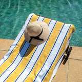 Arkwright Home® Aston & Arden Pinstriped Beach Towel 35x70 Yellow/Navy, Case of 8 (BT-PINSTR-25YN-CS) Case of 8