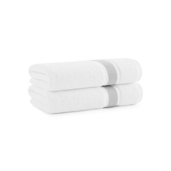 Aston & Arden Aegean Recycled Bath Towel 30x60 Light Grey Striped (2/Pack) (P-BT-RT-3060-LG) 2/PK