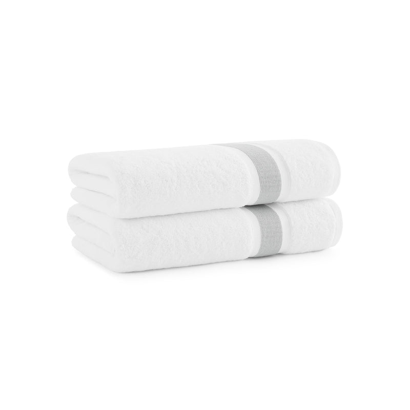 Aston & Arden Aegean Recycled Bath Towel 30x60 Light Grey Striped (2/Pack) (P-BT-RT-3060-LG) 2/PK