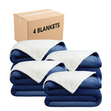 Arkwright Home® Host & Home Plush to Sherpa Bed Blanket Queen Navy, 4/Case (BLKT-PF-9090-NV) Case of 4