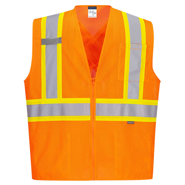 Portwest® Hi-Vis X Back Contrast Vest , Orange, Size 4XL (CA101ORR4XL) Each