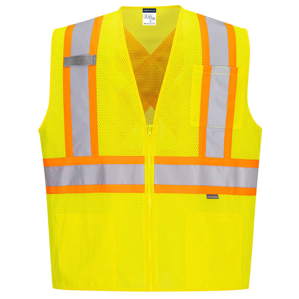 Portwest® Hi-Vis X Back Contrast Vest , Yellow, Size M (CA101YERM) Each