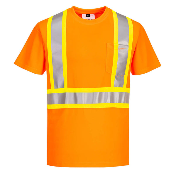 Portwest® Hi-Vis X Back Contrast Tape T-Shirt S/S , Orange, Size S (CA110ORRS) Each