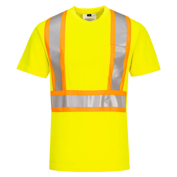Portwest® Hi-Vis X Back Contrast Tape T-Shirt S/S , Yellow, Size XXXL (CA110YERXXXL) Each