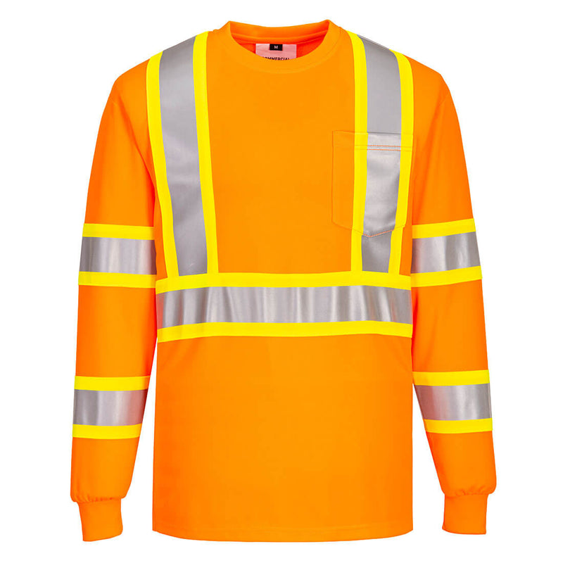 Portwest® Hi-Vis X Back Contrast Tape T-Shirt L/S , Orange, Size 4XL (CA111ORR4XL) Each