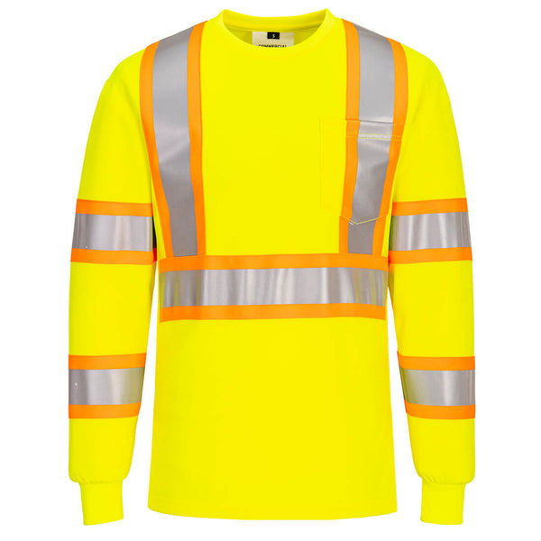 Portwest® Hi-Vis X Back Contrast Tape T-Shirt L/S , Yellow, Size 5XL (CA111YER5XL) Each